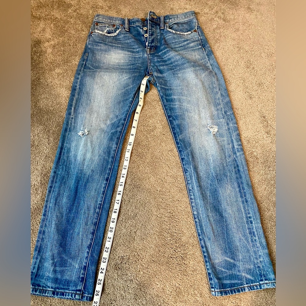 Madewell Button Fly Cruiser Straight Distressed Jeans | Size 26